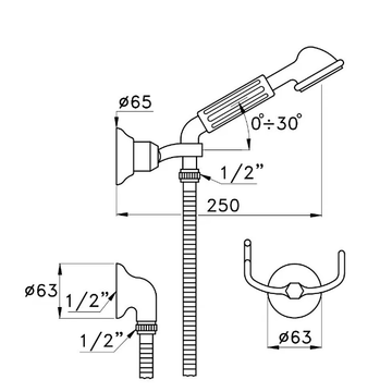 ROMA 305A - Wall-mounted handshower with bracket by RUBINETTERIE STELLA - view 3